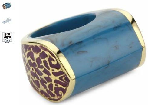 Isharya Fuchsia Print Enamel Resin Turquoise-Color Ring