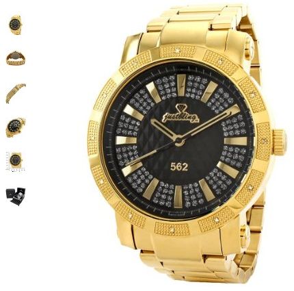 JBW-Just Bling Men's JB-6225-C 562 Pave Dial 18K Gold-Plated Diamond Watch