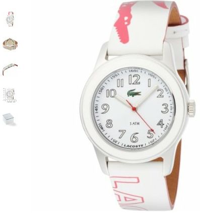 Lacoste Women's 2000521 Advantage Iconic White and Pink Logo White Dial Watch